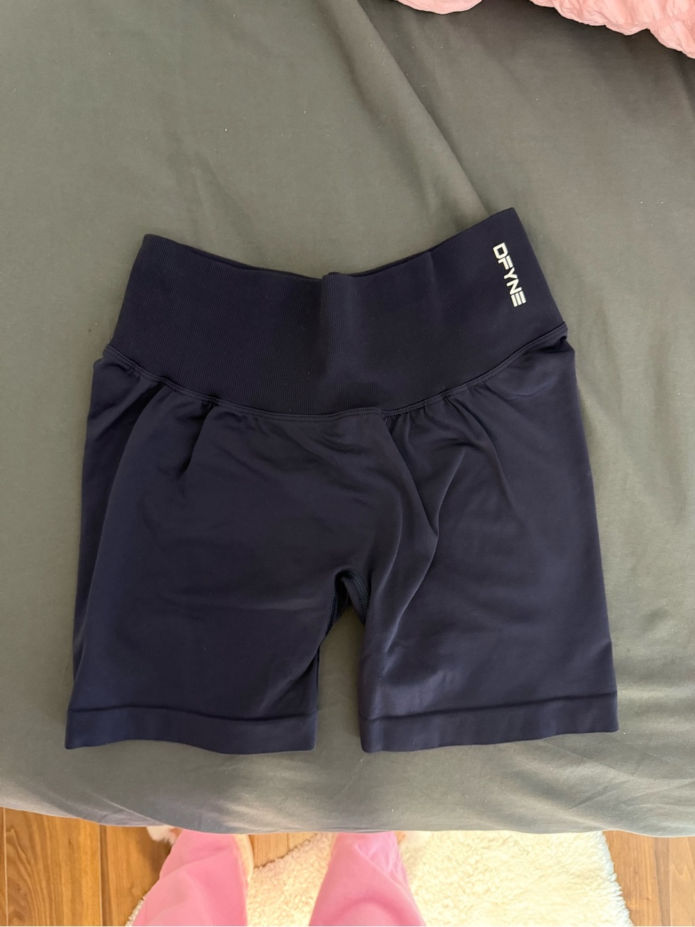 Dfyne Navy High-Rise Performance Bike Shorts